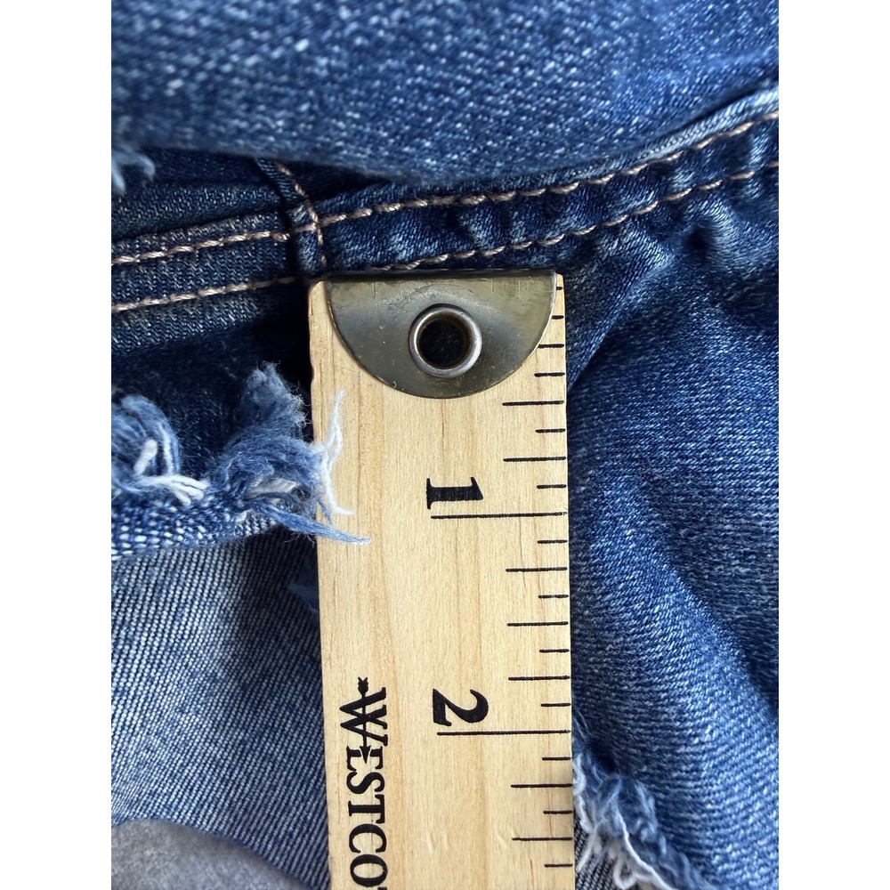 American Eagle High V-Rise Shortie Distressed Denim Shorts Blue Women Size 6 - Picture 2 of 8